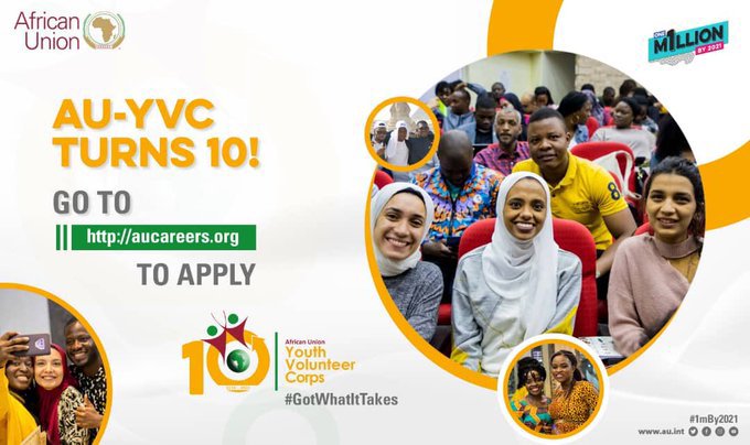 The African Union Youth Volunteer Corps (AU-YVC) 11th Cohort for Young Africans 2020/21 (Fully Funded) 