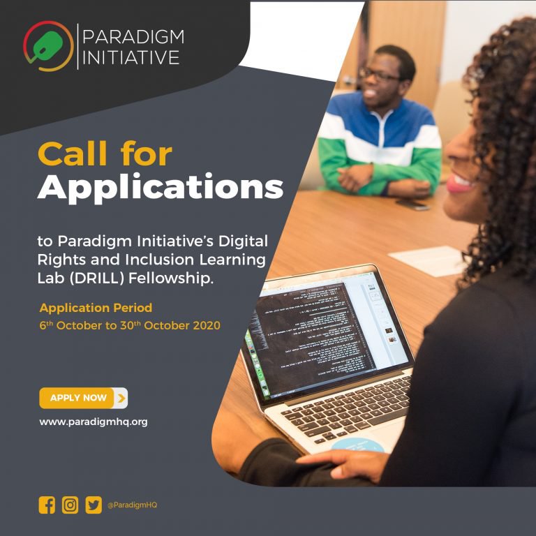 Paradigm Initiative’s Digital Rights and Inclusion Learning Lab (DRILL) Fellowship 2021 (Paid) 