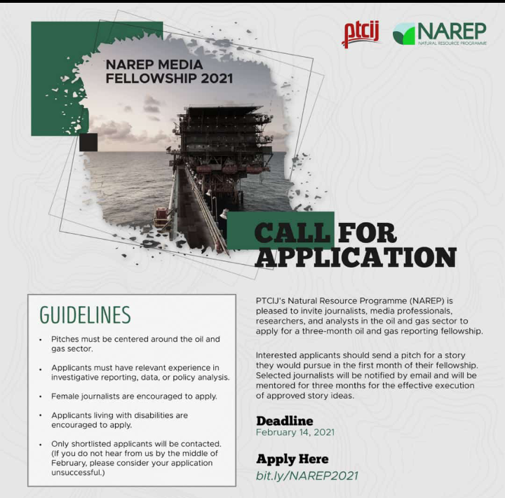 PTCIJ Oil and Gas Media Fellowship for Journalists and Researchers 2021 (Stipends Available)